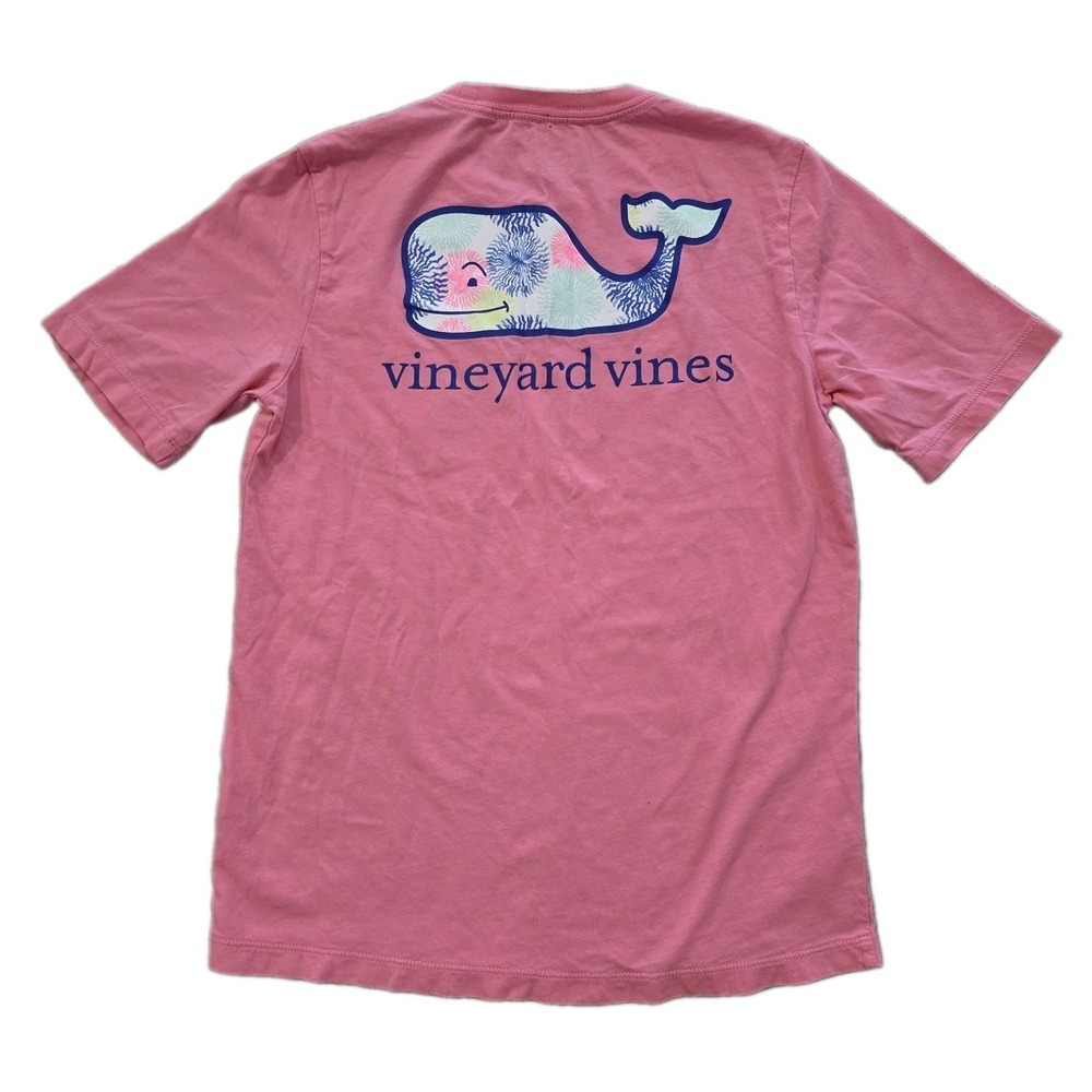 Vineyard Vines Girls Medium 12-14 Pink Whale Logo Pocket T-Shirt